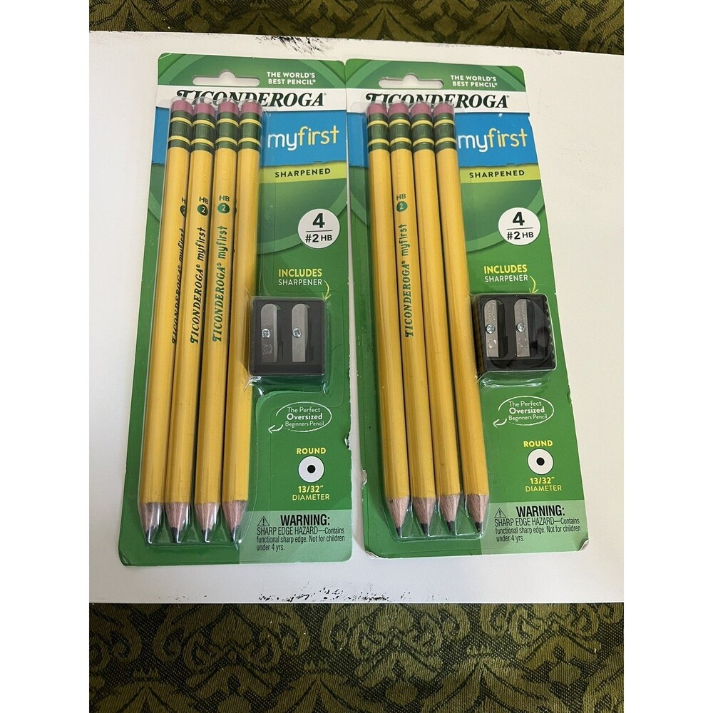 Ticonderoga My First Pencil, #2HB, FAT PENCILS,  4 Ct, x2 =8w/sharpener2